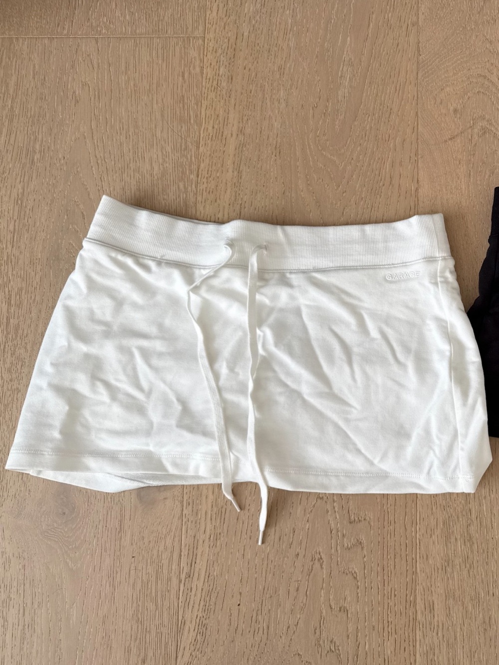 Garage White Mini Skirt with Drawstring Waist